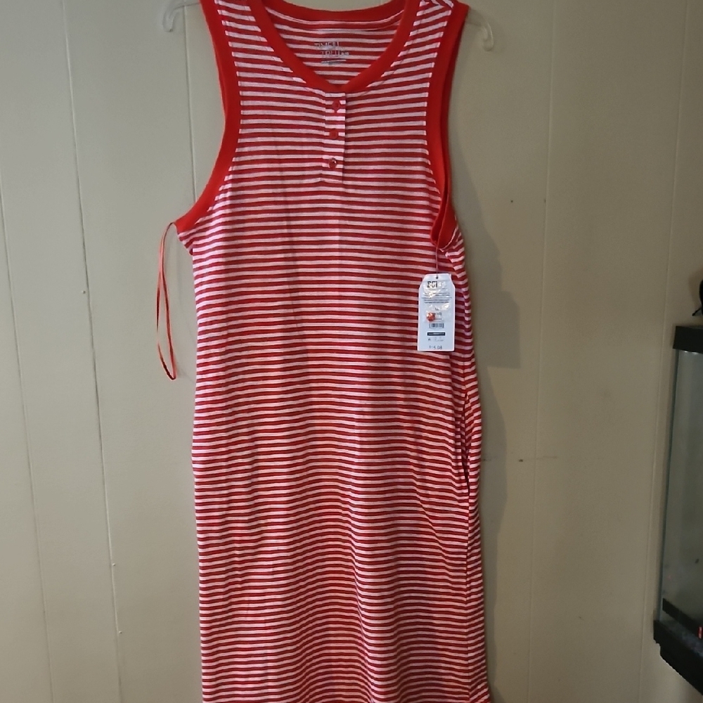 Time and Tru Red and White Striped Tshirt Dress
